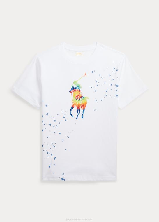hvid børn Ralph Lauren tie-dye stor pony bomuldsjersey t-shirt Z426B6654