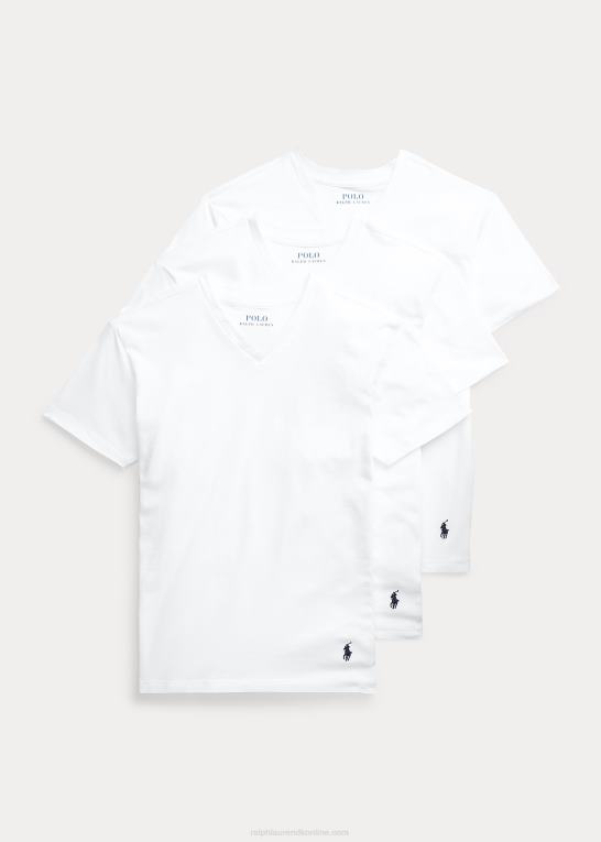 hvid/cruise navy børn Ralph Lauren solid bomuld v-hals 3-pak Z426B6412