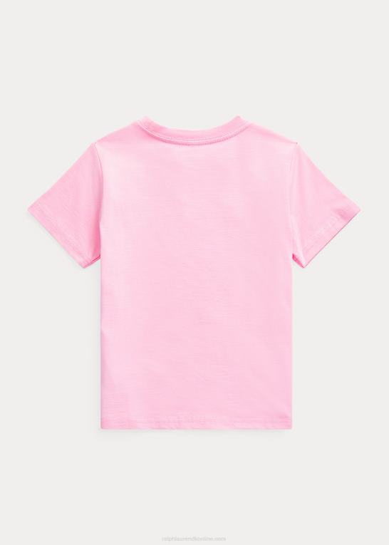 karmel pink børn Ralph Lauren T-shirt med rund hals i bomuldsjersey Z426B5895
