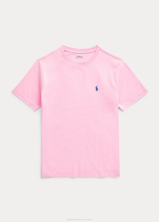 karmel pink børn Ralph Lauren T-shirt med rund hals i bomuldsjersey Z426B6275