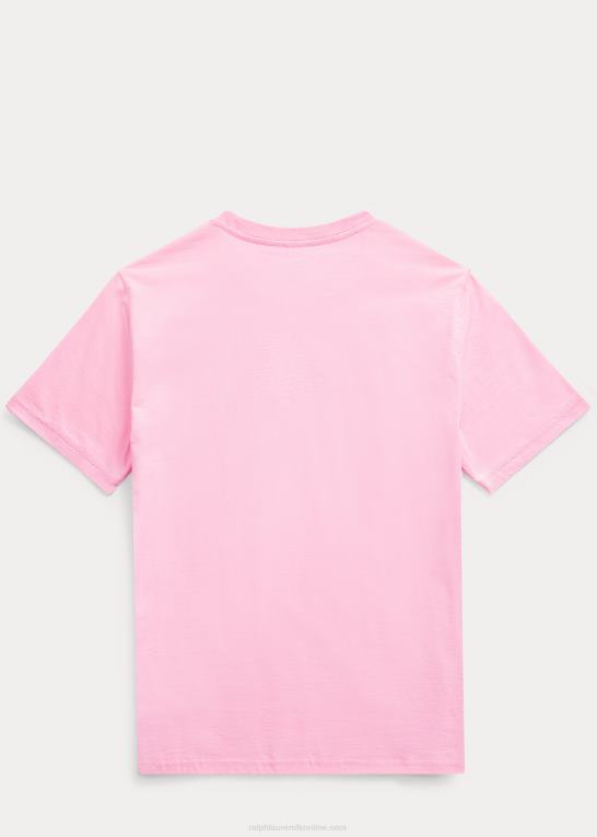 karmel pink børn Ralph Lauren T-shirt med rund hals i bomuldsjersey Z426B6275