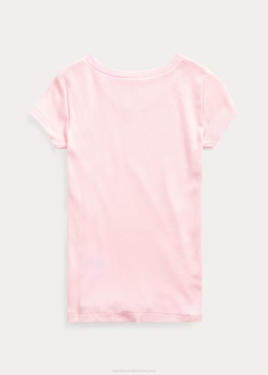 karmel pink børn Ralph Lauren T-shirt med v-hals i bomuld Z426B6956