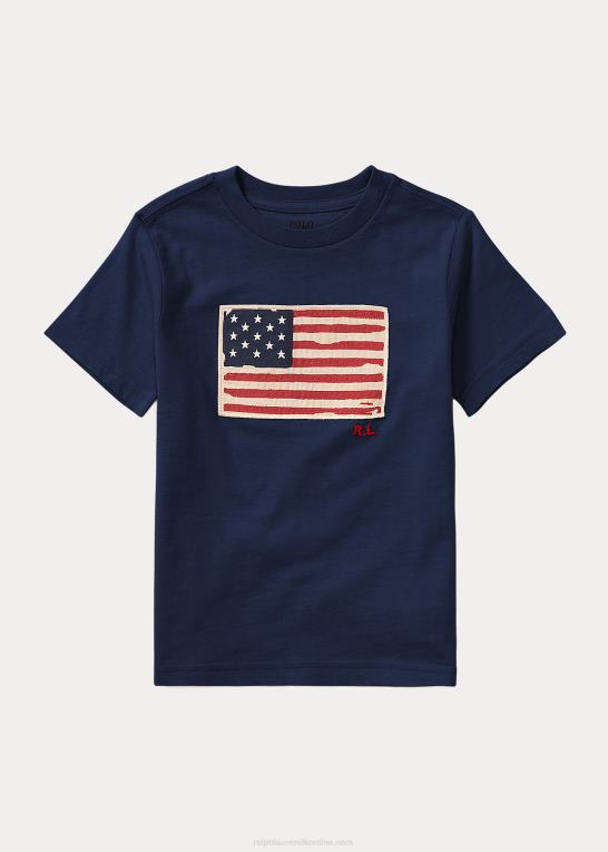 krydstogtflåde børn Ralph Lauren flag T-shirt i bomuldsjersey Z426B5910