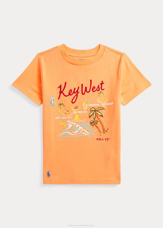 lys orange børn Ralph Lauren key west t-shirt i bomuldsjersey Z426B5759