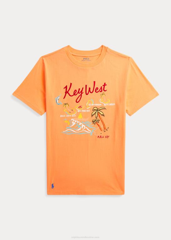 lys orange børn Ralph Lauren key west t-shirt i bomuldsjersey Z426B6121