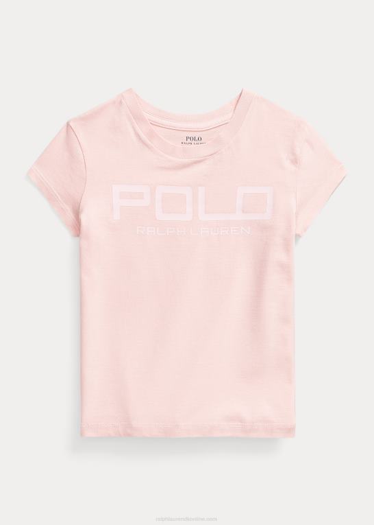 lyserødt sand børn Ralph Lauren T-shirt i bomuldsjersey med logo Z426B7423