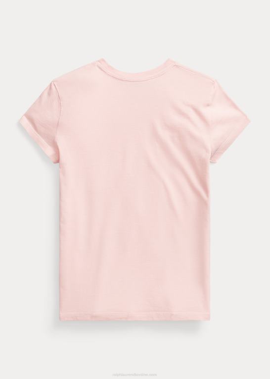 lyserødt sand børn Ralph Lauren T-shirt i bomuldsjersey med logo Z426B7571