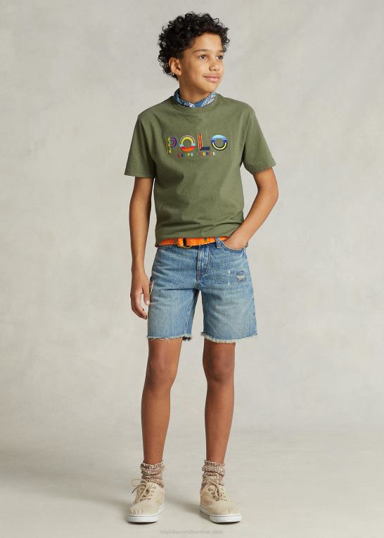 mørk salvie børn Ralph Lauren T-shirt i bomuldsjersey med logo Z426B5971