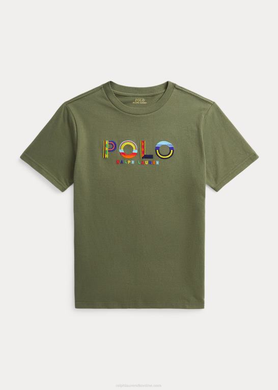 mørk salvie børn Ralph Lauren T-shirt i bomuldsjersey med logo Z426B5971