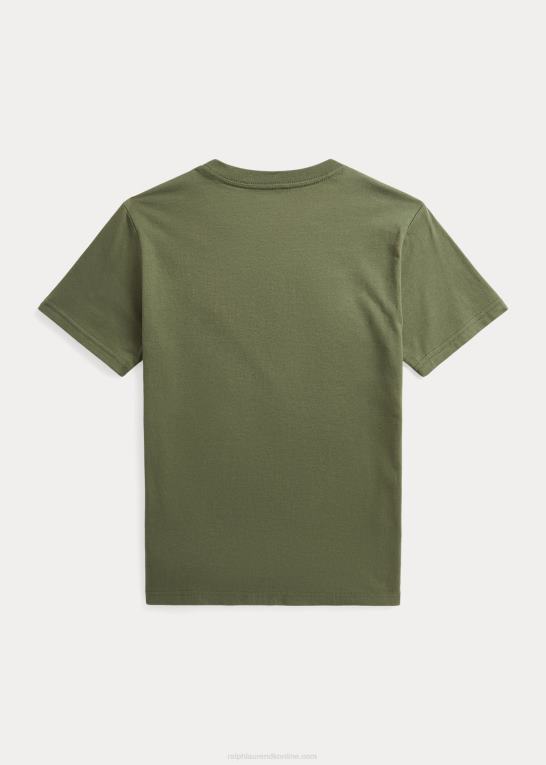 mørk salvie børn Ralph Lauren T-shirt i bomuldsjersey med logo Z426B5971
