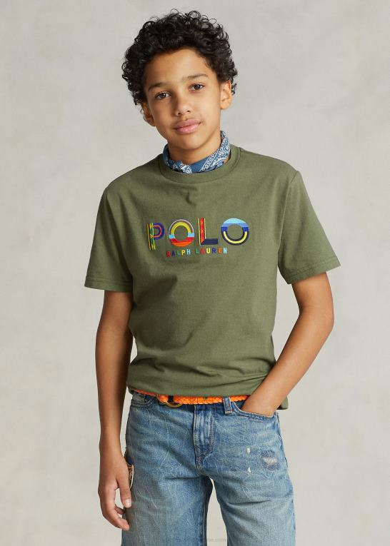 mørk salvie børn Ralph Lauren T-shirt i bomuldsjersey med logo Z426B5971