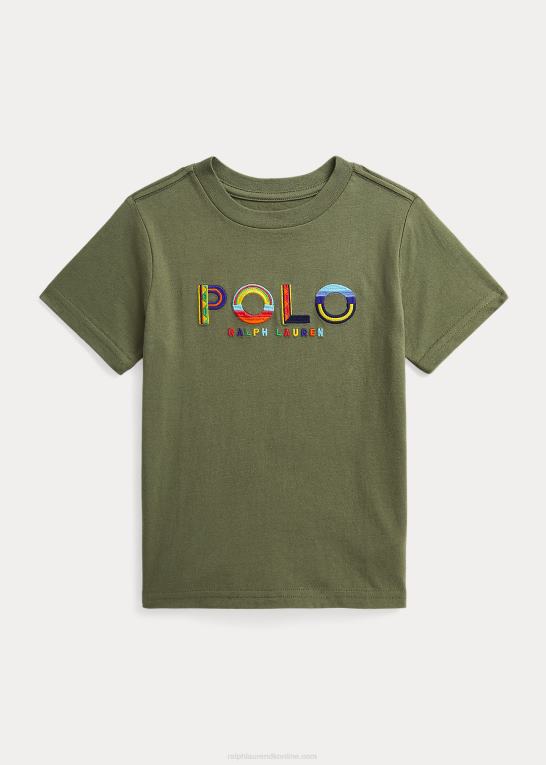 mørk salvie børn Ralph Lauren T-shirt i bomuldsjersey med logo Z426B9778
