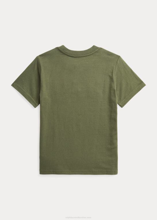 mørk salvie børn Ralph Lauren T-shirt i bomuldsjersey med logo Z426B9778