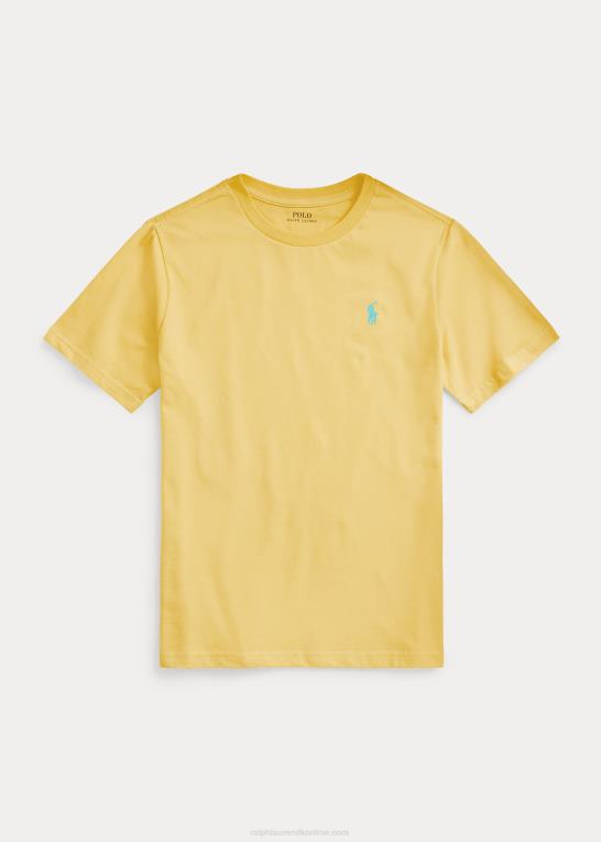 majs gul børn Ralph Lauren T-shirt med rund hals i bomuldsjersey Z426B6277