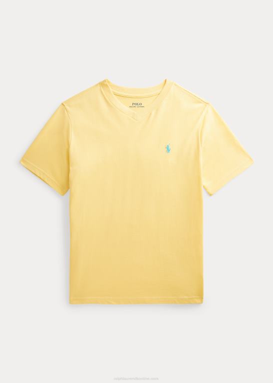 majs gul børn Ralph Lauren T-shirt med v-hals i bomuldsjersey Z426B6284