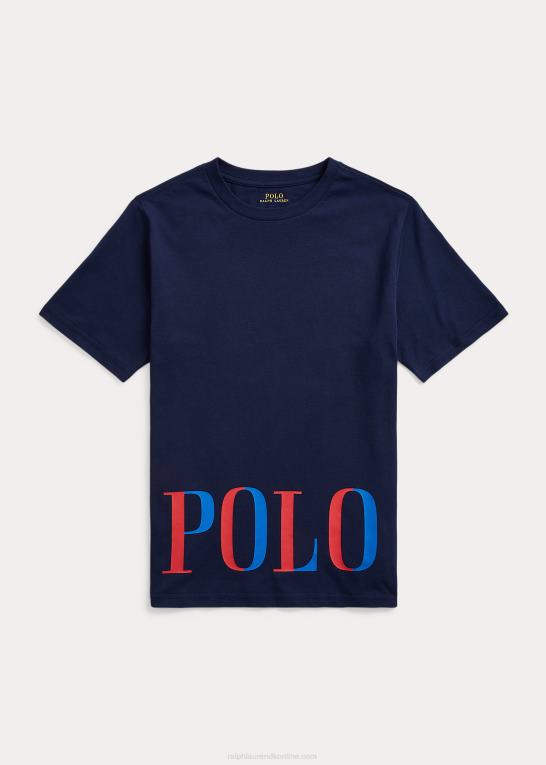 newport flåde børn Ralph Lauren T-shirt i bomuldsjersey med logo Z426B9836