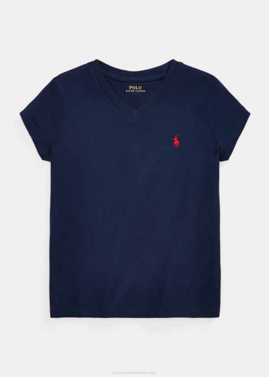 newport flåde børn Ralph Lauren T-shirt med v-hals i bomuldsjersey Z426B6916