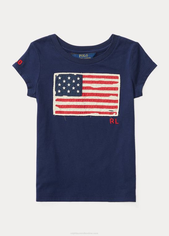 newport flåde børn Ralph Lauren flag T-shirt i bomuldsjersey Z426B6946