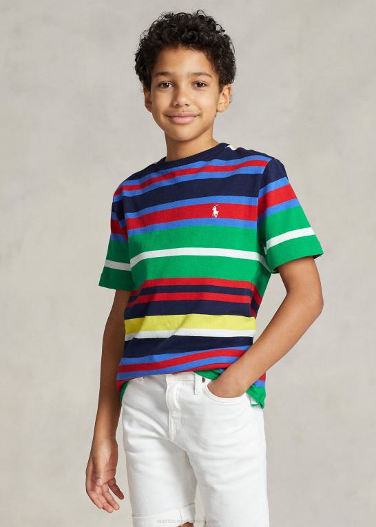 newport navy multi børn Ralph Lauren stribet T-shirt i bomuldsjersey Z426B5998