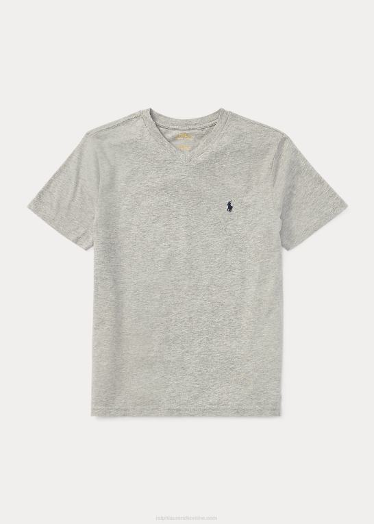 og over lyng børn Ralph Lauren T-shirt med v-hals i bomuldsjersey Z426B6279