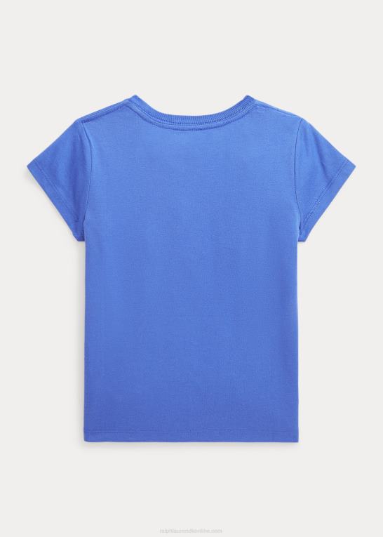 pigesten blå børn Ralph Lauren T-shirt i bomuldsjersey Z426B6909