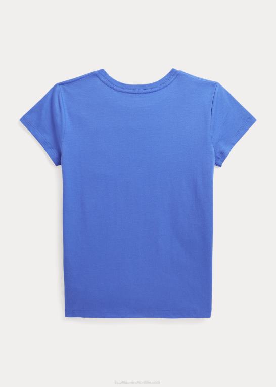 pigesten blå børn Ralph Lauren T-shirt i bomuldsjersey Z426B7224