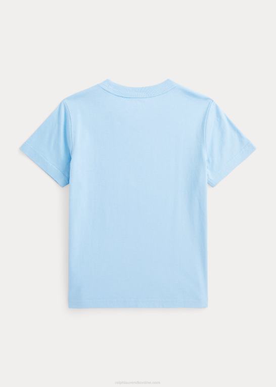 pudder blå børn Ralph Lauren T-shirt i bomuldsjersey med stor pony-logo Z426B5742