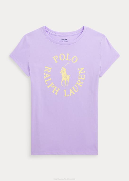 pulver lilla børn Ralph Lauren T-shirt i bomuldsjersey med stor pony-logo Z426B6719