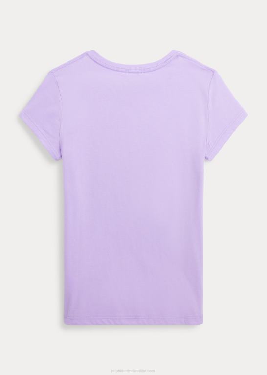 pulver lilla børn Ralph Lauren T-shirt i bomuldsjersey med stor pony-logo Z426B6719