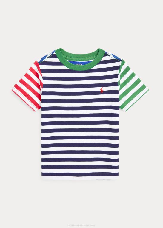 raffineret marine multi børn Ralph Lauren stribet T-shirt i bomuldsjersey Z426B5787