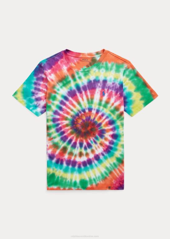 regnbuebindsfarve børn Ralph Lauren tie-dye bomuldsjersey t-shirt Z426B6128