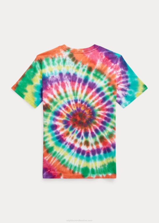 regnbuebindsfarve børn Ralph Lauren tie-dye bomuldsjersey t-shirt Z426B6128