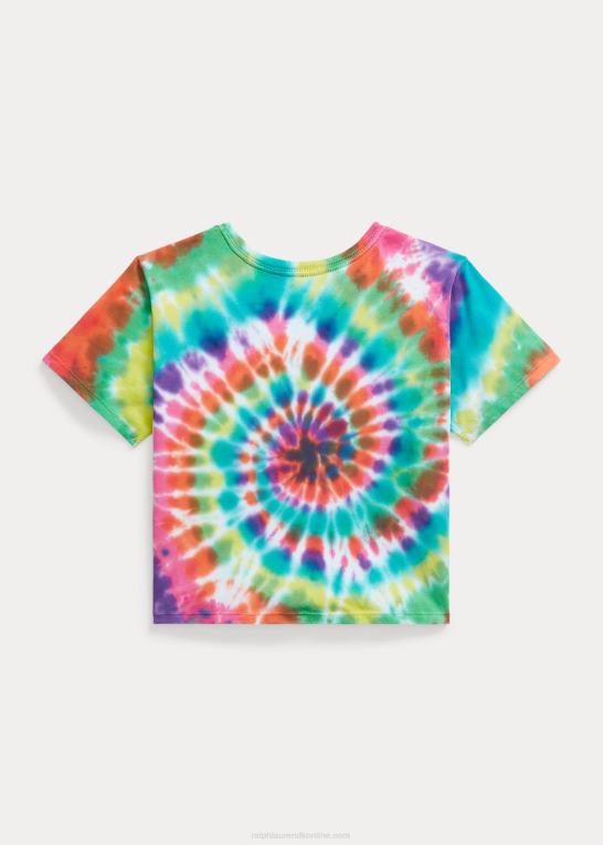 regnbuebindsfarve børn Ralph Lauren tie-dye logo boxy bomuldsjersey t-shirt Z426B7114
