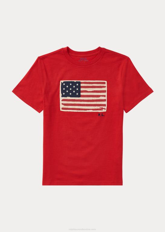 rl 2000 rød børn Ralph Lauren flag T-shirt i bomuldsjersey Z426B6291