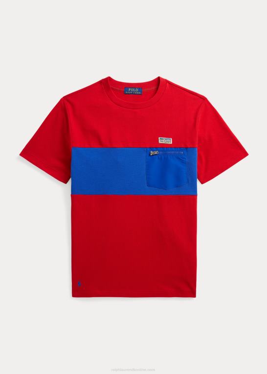 rl 2000 rød multi børn Ralph Lauren lommet-shirt i bomuldsnet Z426B6155