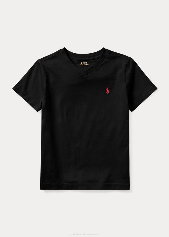 rl sort børn Ralph Lauren T-shirt med v-hals i bomuldsjersey Z426B5901