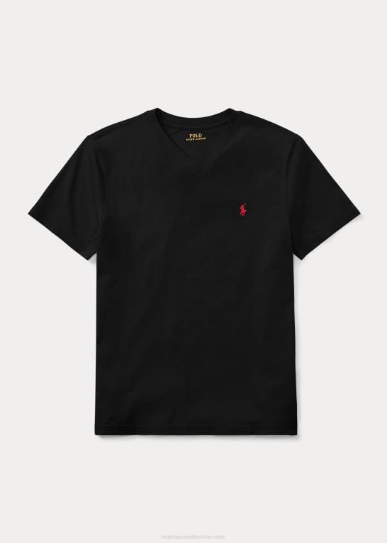 rl sort børn Ralph Lauren T-shirt med v-hals i bomuldsjersey Z426B6282