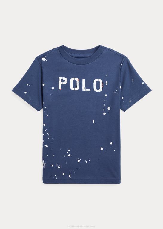 rustik marine børn Ralph Lauren T-shirt i bomuldsjersey med logo Z426B6507