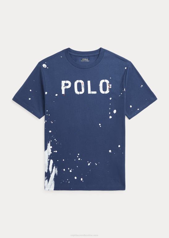rustik marine børn Ralph Lauren T-shirt i bomuldsjersey med logo Z426B6642