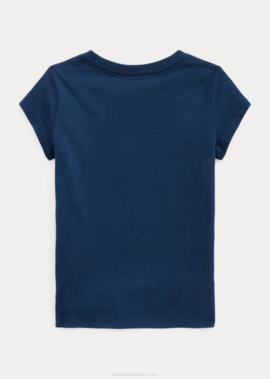 rustik marine børn Ralph Lauren T-shirt i bomuldsjersey med logo Z426B7378