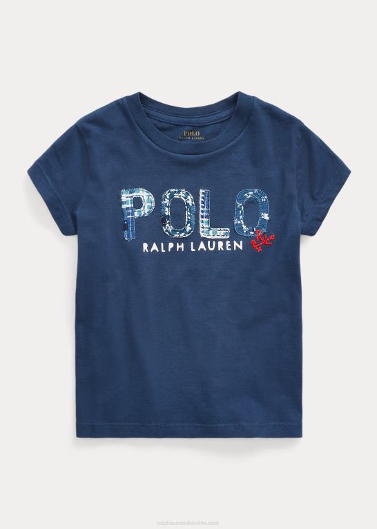 rustik marine børn Ralph Lauren T-shirt i bomuldsjersey med logo Z426B7414