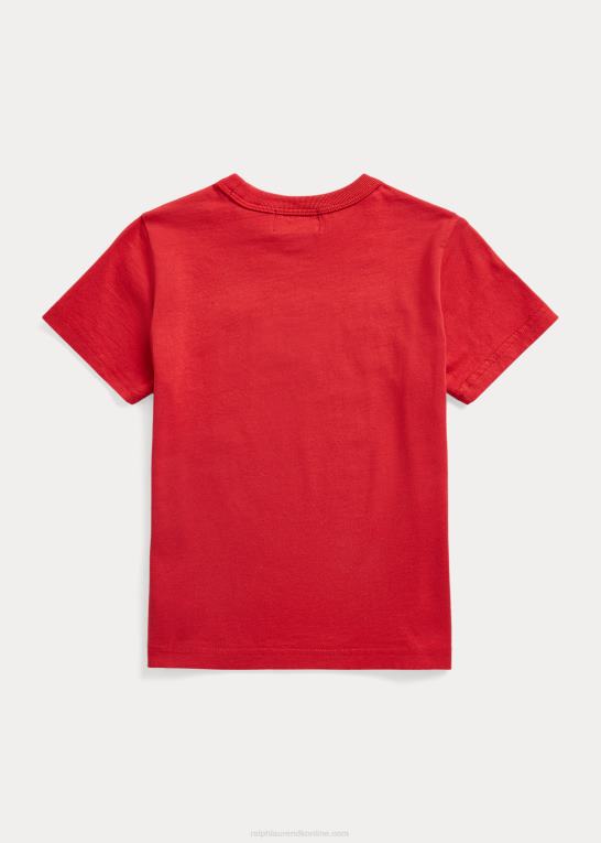stolpe rød børn Ralph Lauren T-shirt i bomuldsjersey med logo Z426B5802