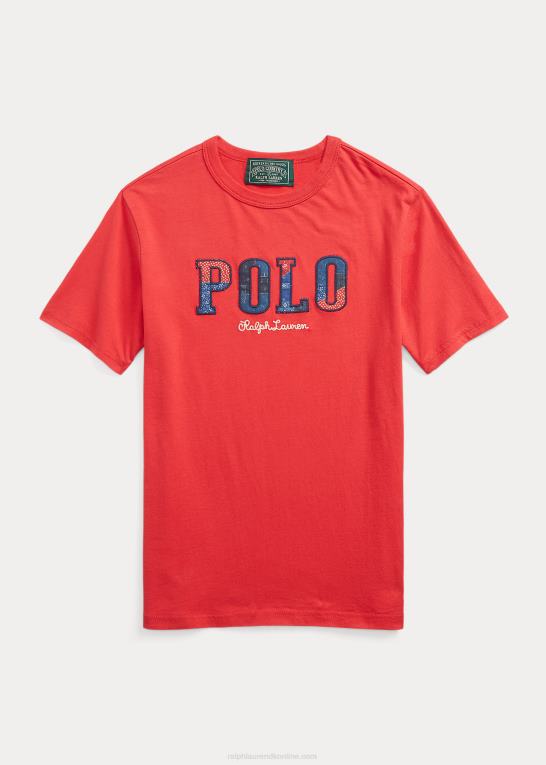 stolpe rød børn Ralph Lauren T-shirt i bomuldsjersey med logo Z426B6000