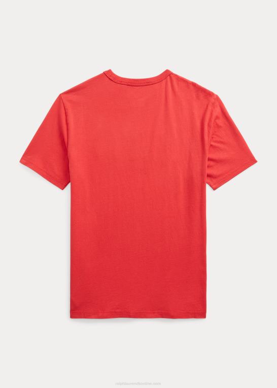 stolpe rød børn Ralph Lauren T-shirt i bomuldsjersey med logo Z426B6000