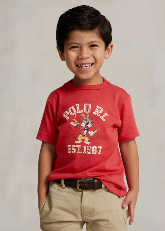 stolpe rød børn Ralph Lauren måne nytår bomuldsjersey t-shirt Z426B6437