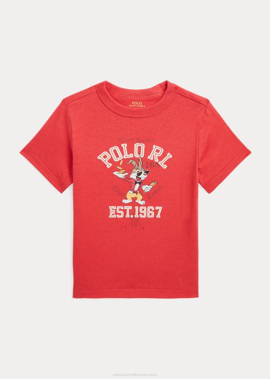 stolpe rød børn Ralph Lauren måne nytår bomuldsjersey t-shirt Z426B6437