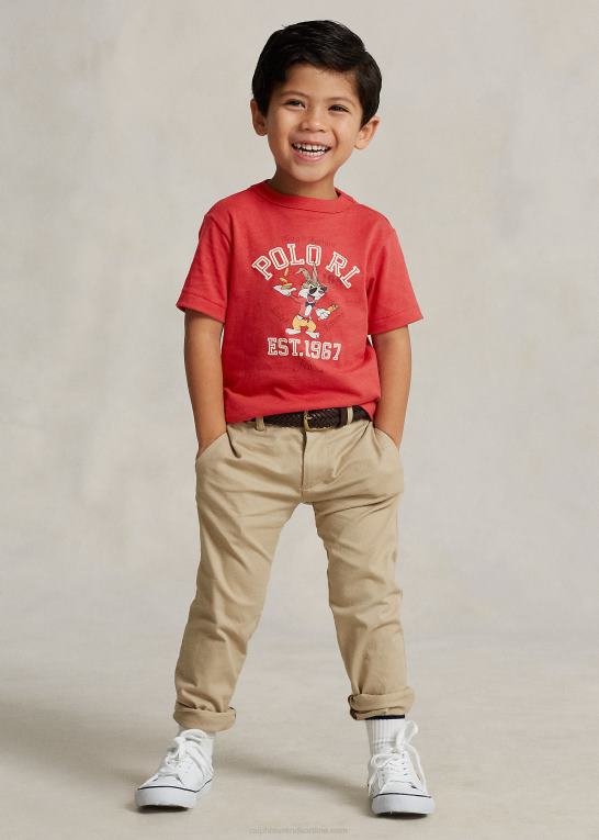 stolpe rød børn Ralph Lauren måne nytår bomuldsjersey t-shirt Z426B6437