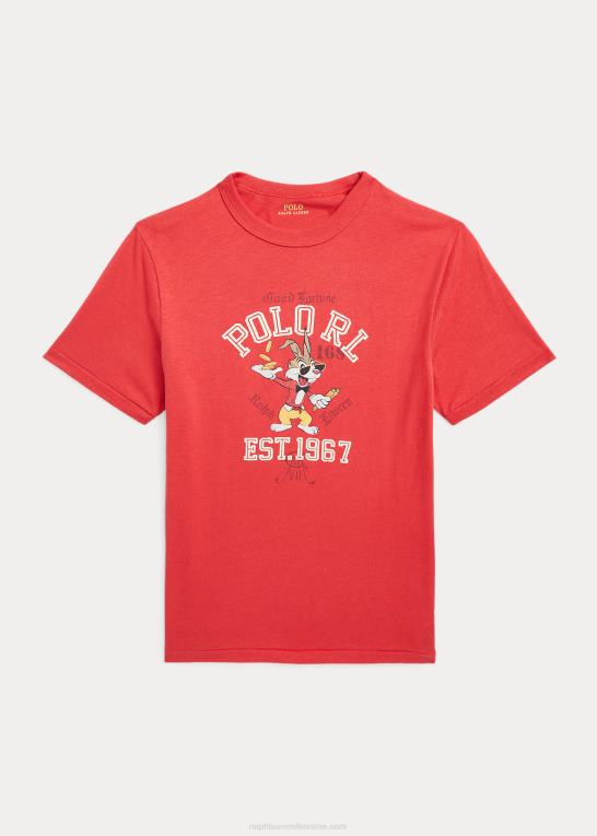 stolpe rød børn Ralph Lauren måne nytår bomuldsjersey t-shirt Z426B6570