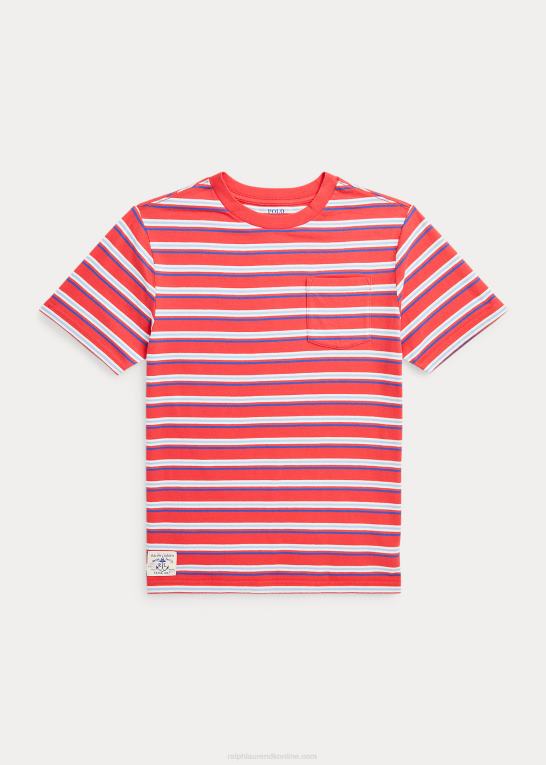 styrbord rød multi børn Ralph Lauren stribet bomuldsjersey lommet-shirt Z426B6125