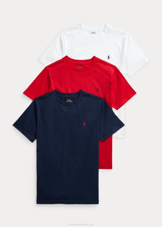 væsentlige 1 børn Ralph Lauren T-shirt med rund hals i bomuldsjersey 3-pak Z426B6071